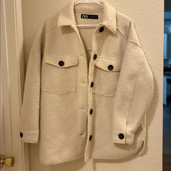 Zara Cream Textured Jacket - Picture 4 of 6